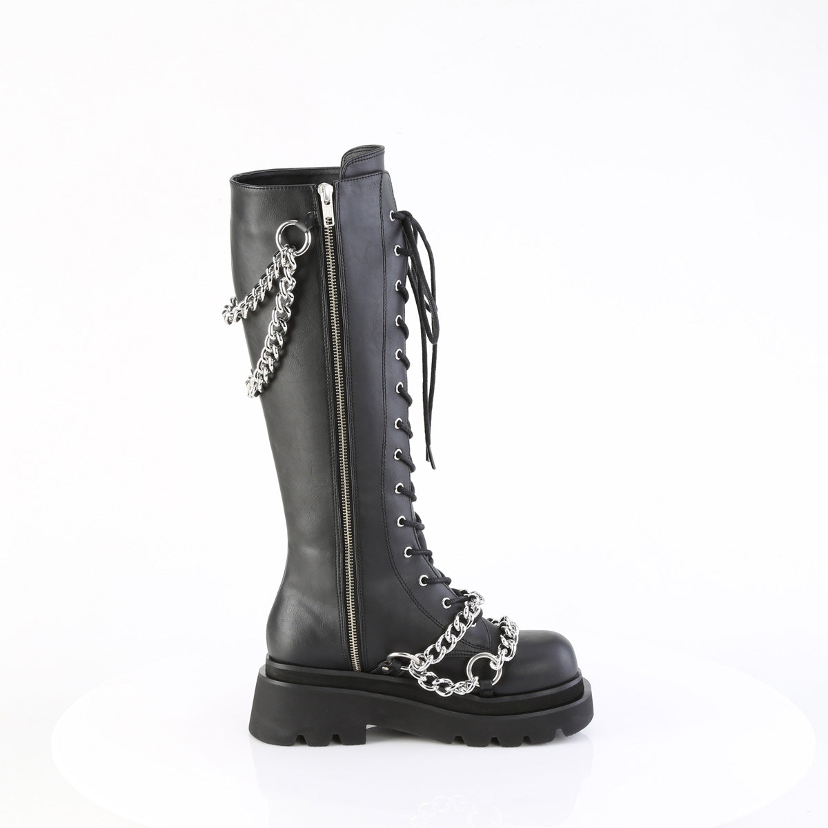 RENEGADE-215 Chain Lace-Up Knee High Platform Boots by Demonia