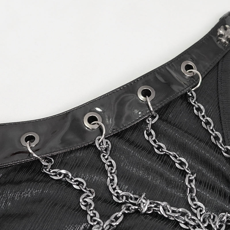 Glam Ghoul Chain Harness Halter Dress by Devil Fashion