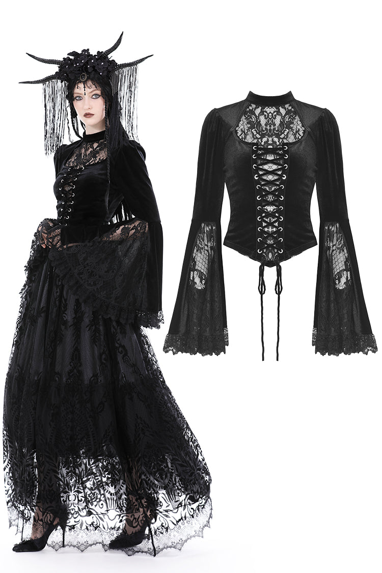 Ashes To Ashes Gothic Velvet Lace Top by Dark In Love