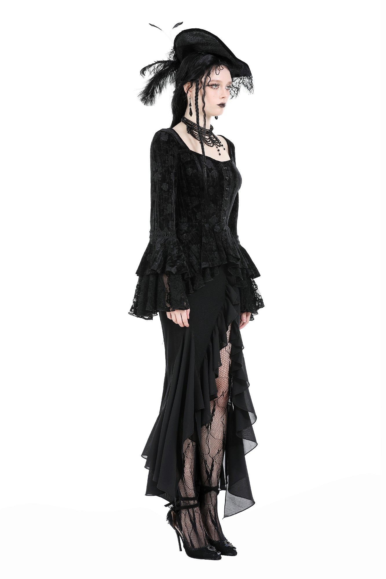 Roses For The Dead Gothic Lace Velvet Top by Dark In Love