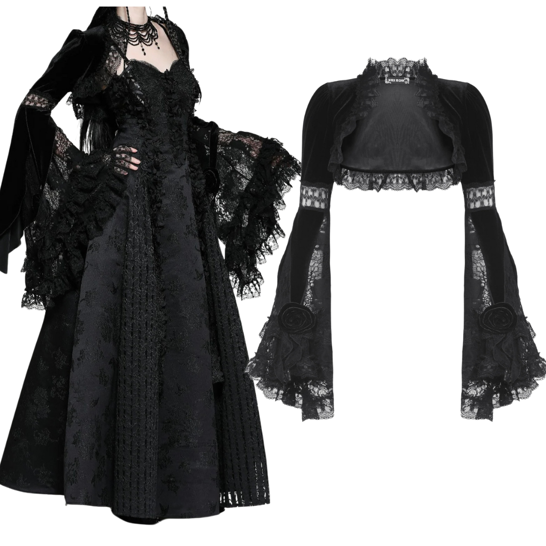 Vivienne Gothic Velvet Lace Bolero Shrug Top by Dark In Love
