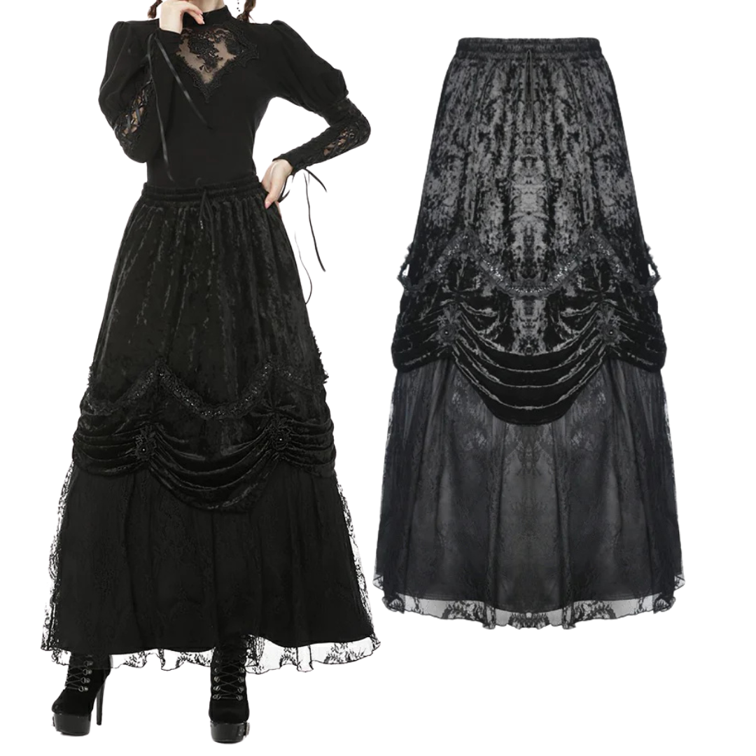 Mara Gothic Velvet Skirt by Dark In Love