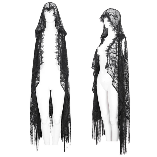 Cordelia Gothic Lace Hooded Tassle Vest by Devil Fashion