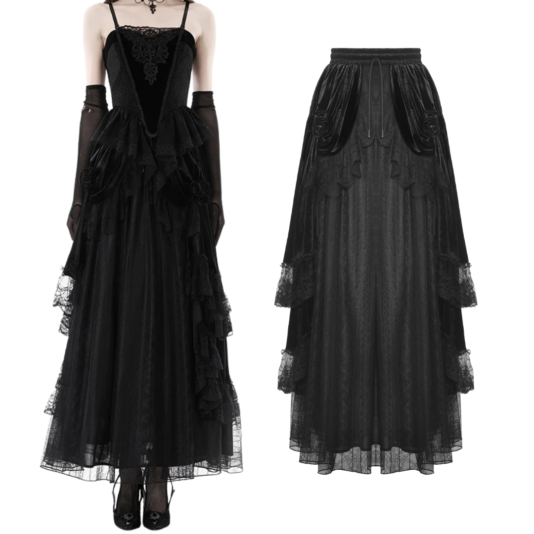 Gothic Dead Rose Velvet Skirt by Dark In Love