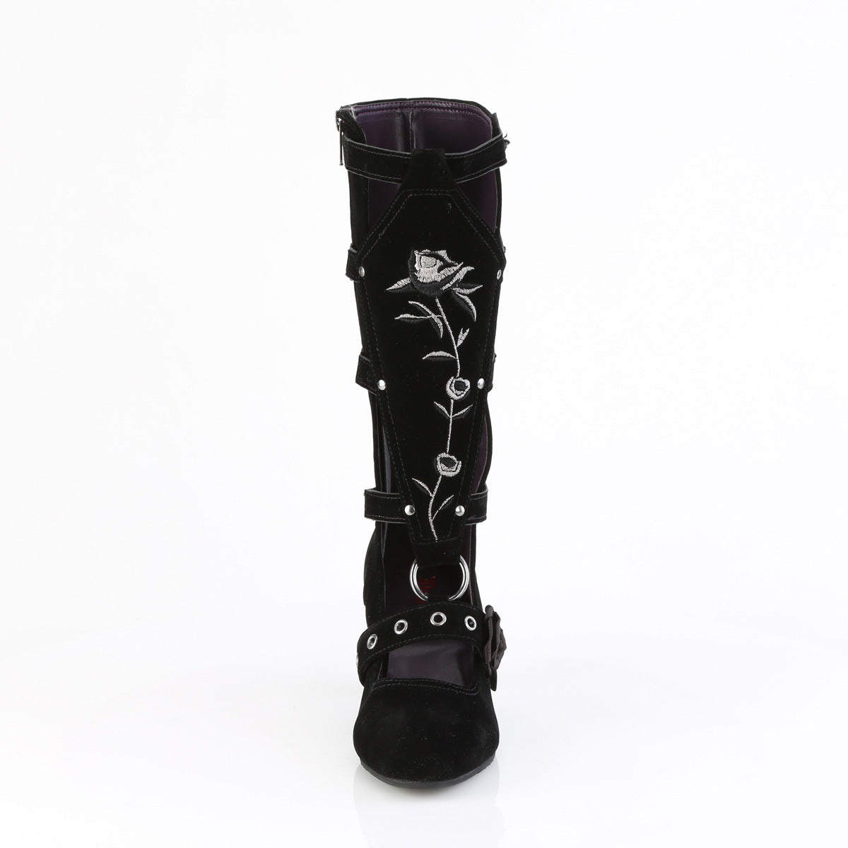 WHIMSY-118 Rose Coffin Mid-Calf Boots by Demonia