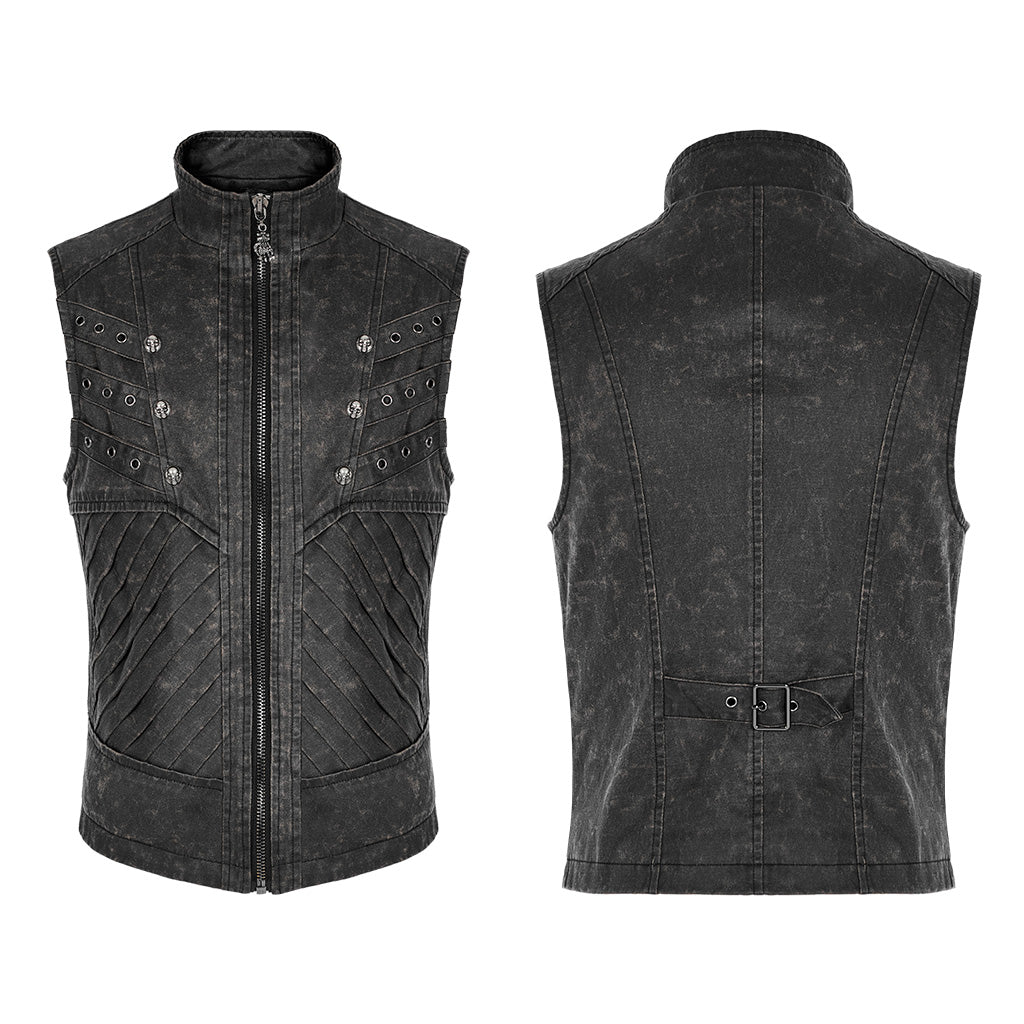 Sinister Gray Biker Punk Vest by Punk Rave