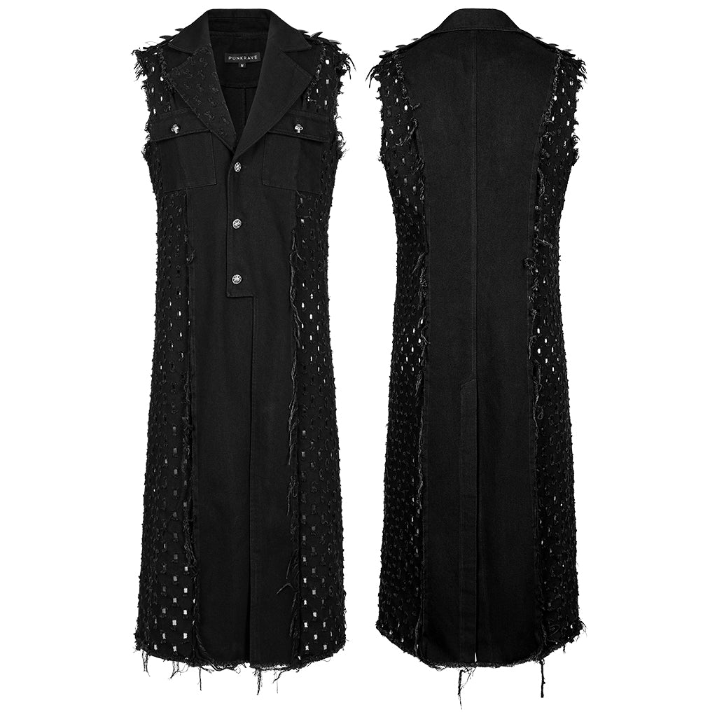 Death Metal Distressed Sleeveless Coat by Punk Rave