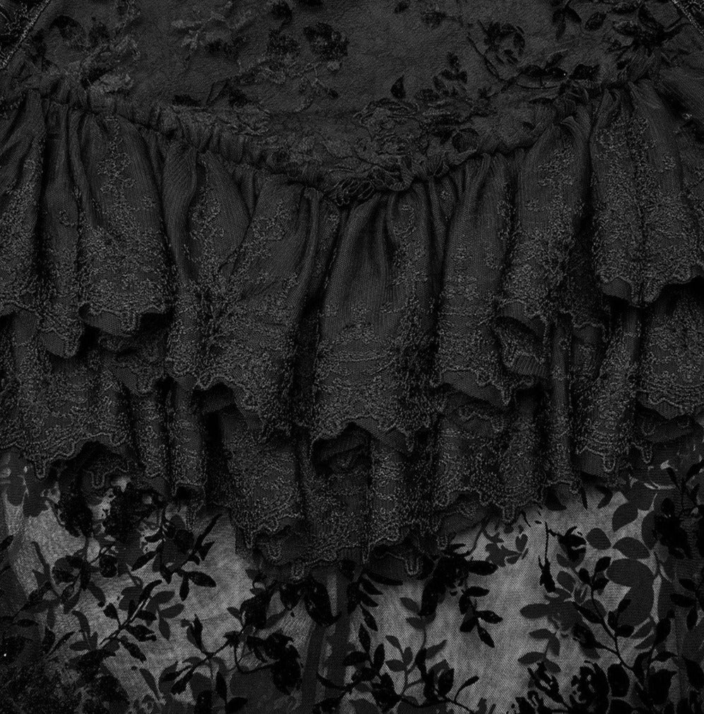 Andromeda Ruffled Black Lace Skirt by Punk Rave