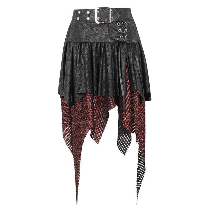 Fairy Goth Asymmetric Black & Red Skirt by Devil Fashion
