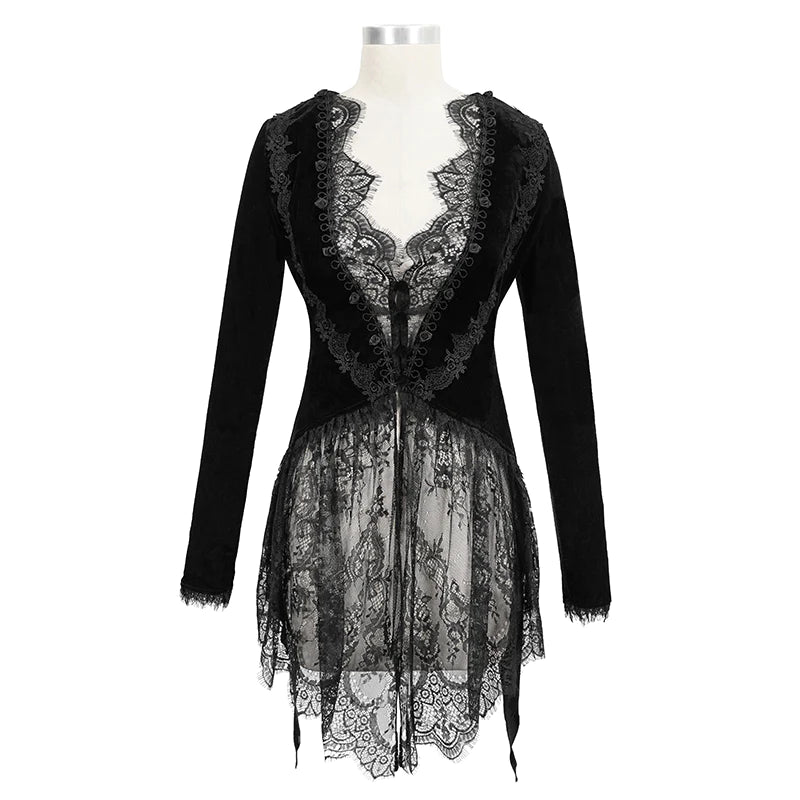 A Slice Of Heaven Velvet Lace Trim Dress Top by Eva Lady