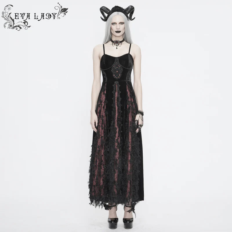 Back From The Dead Black & Red Gothic Dress by Eva Lady