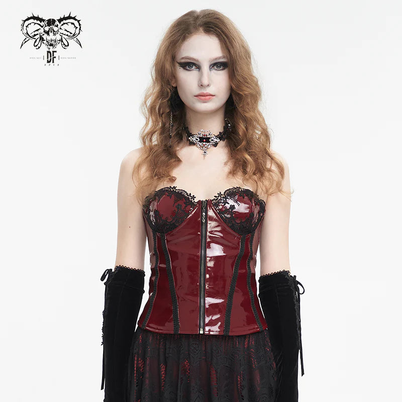 Alana Red Patent Leather Gothic Corset by Devil Fashion