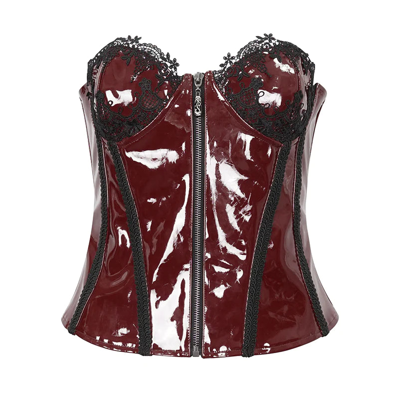 Alana Red Patent Leather Gothic Corset by Devil Fashion