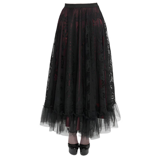 Dark Delights Gothic Lace Red Skirt by Devil Fashion