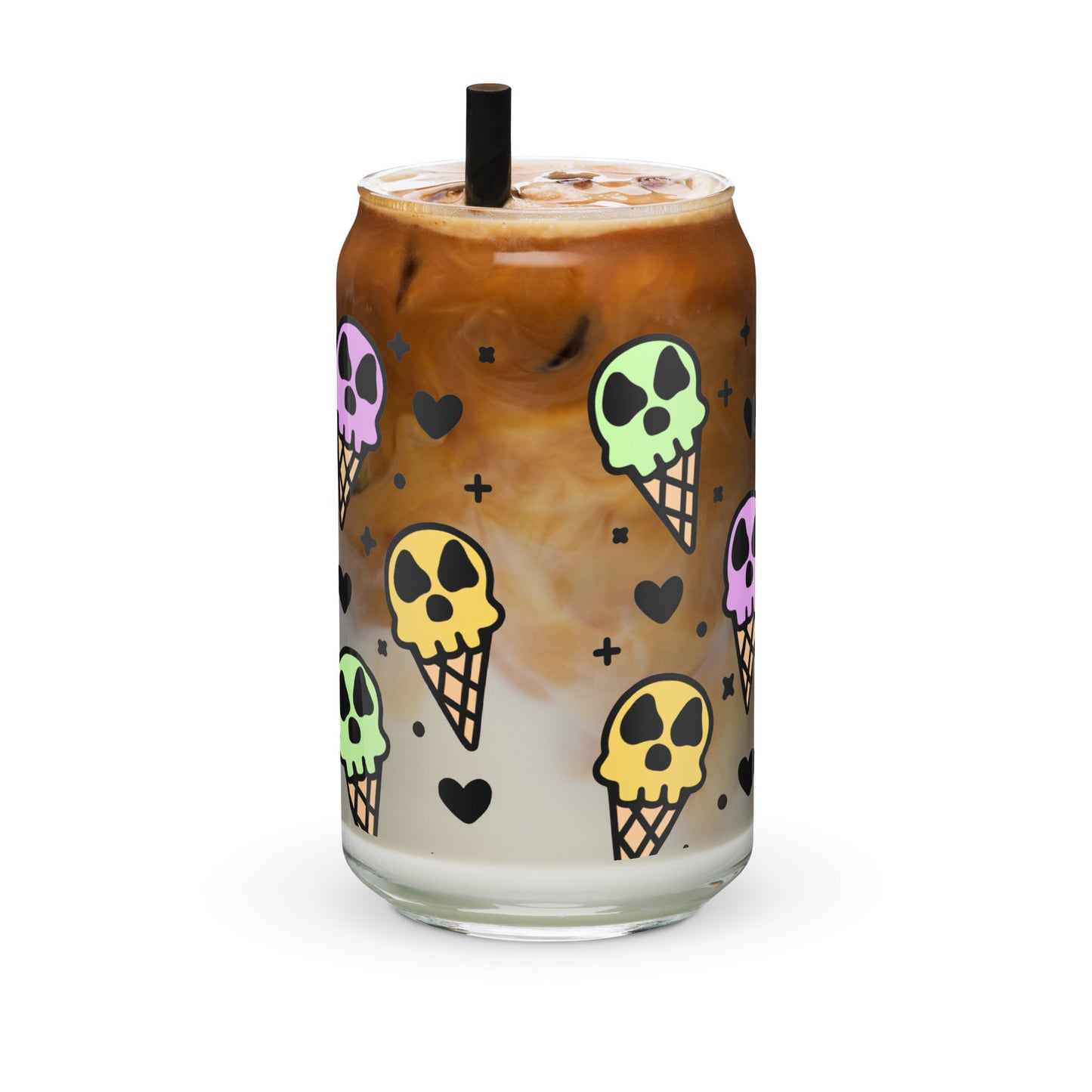 Ice Scream Skulls Glass Can Cup by The Dark Side of Fashion