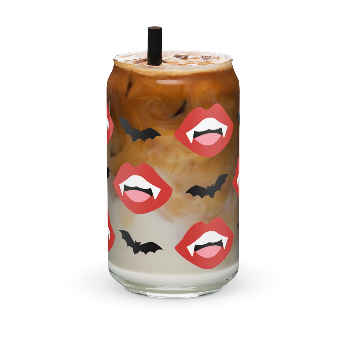 Vampire Fangs & Bats Glass Can Cup by The Dark Side of Fashion