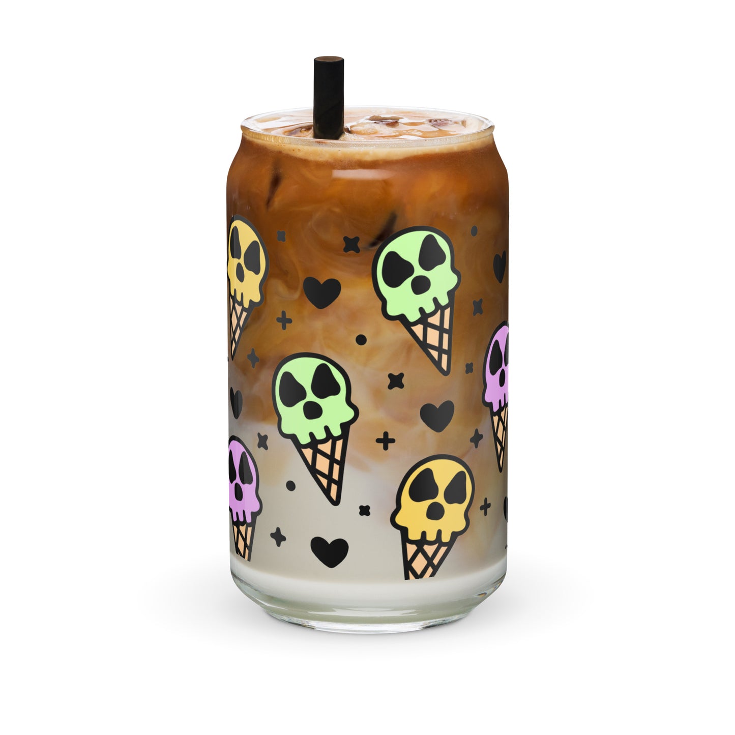 Ice Scream Skulls Glass Can Cup by The Dark Side of Fashion