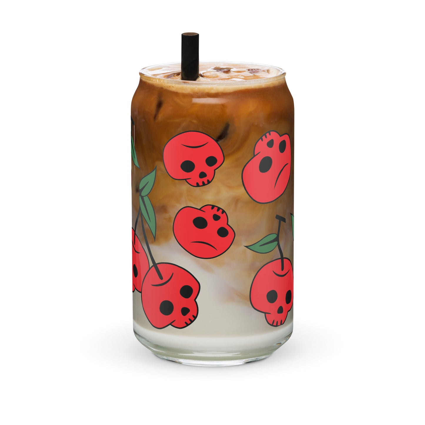 Red Skull Cherries Glass Can Cup by The Dark Side of Fashion