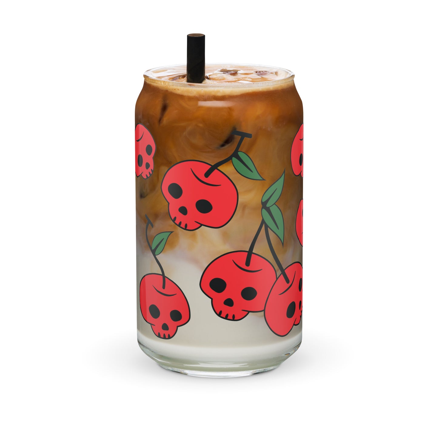 Red Skull Cherries Glass Can Cup by The Dark Side of Fashion