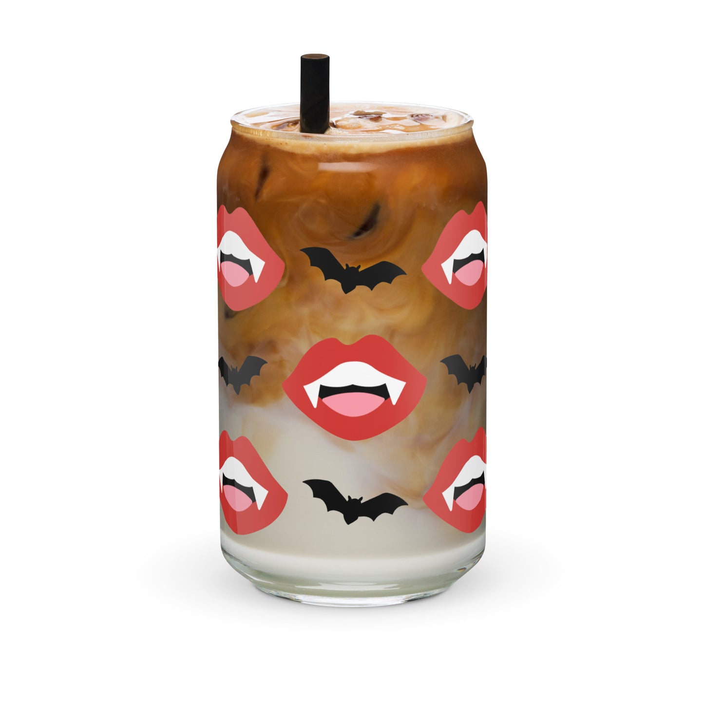 Vampire Fangs & Bats Glass Can Cup by The Dark Side of Fashion