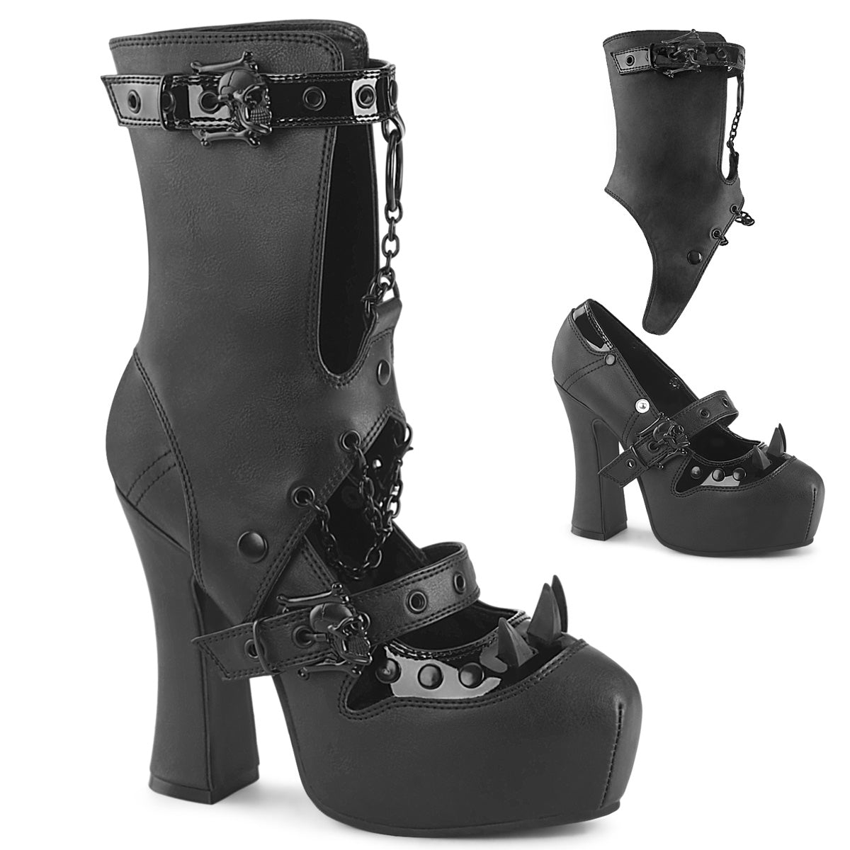 DEMON-13 Skull Buckle Removable Cuff Mary Jane Heels by Demonia