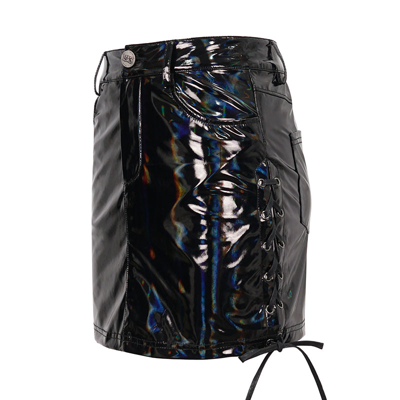 Heavy Heart Gothic PVC Skirt by Devil Fashion