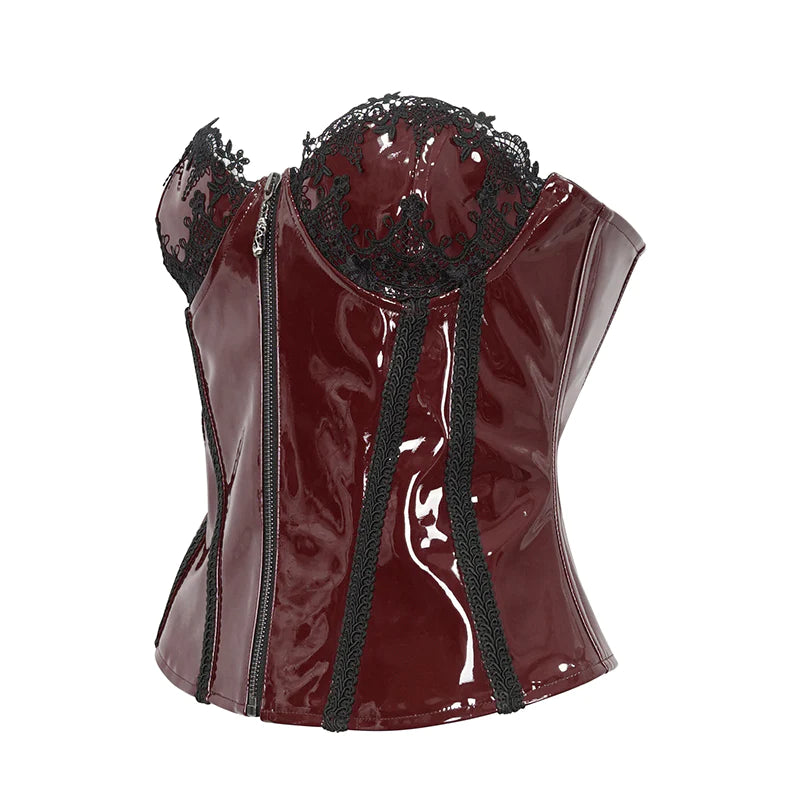 Alana Red Patent Leather Gothic Corset by Devil Fashion