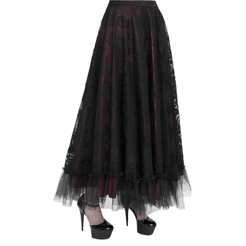 Dark Delights Gothic Lace Red Skirt by Devil Fashion