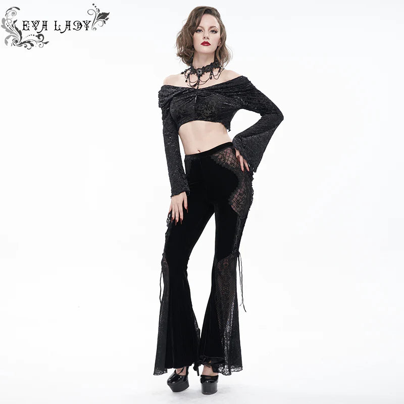 Romantic Ghoul Flare Velvet Pants by Eva Lady