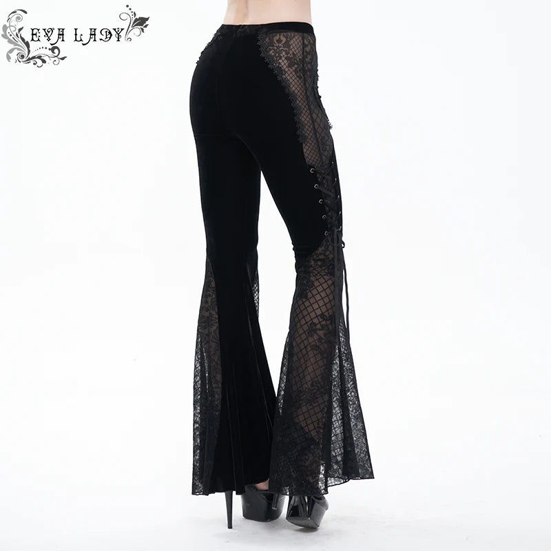 Romantic Ghoul Flare Velvet Pants by Eva Lady