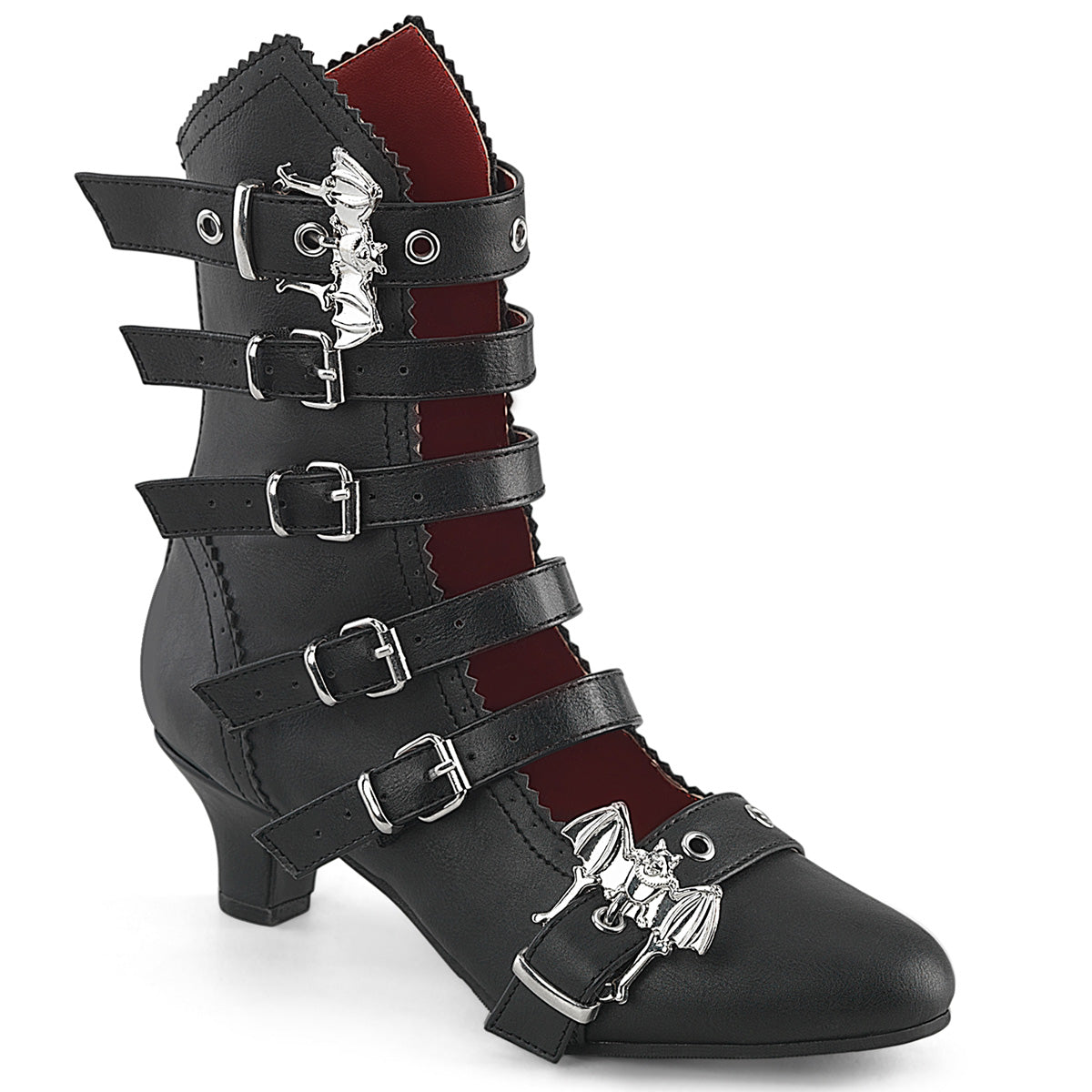 FLORA-1035 Bat Buckle Boots by Demonia