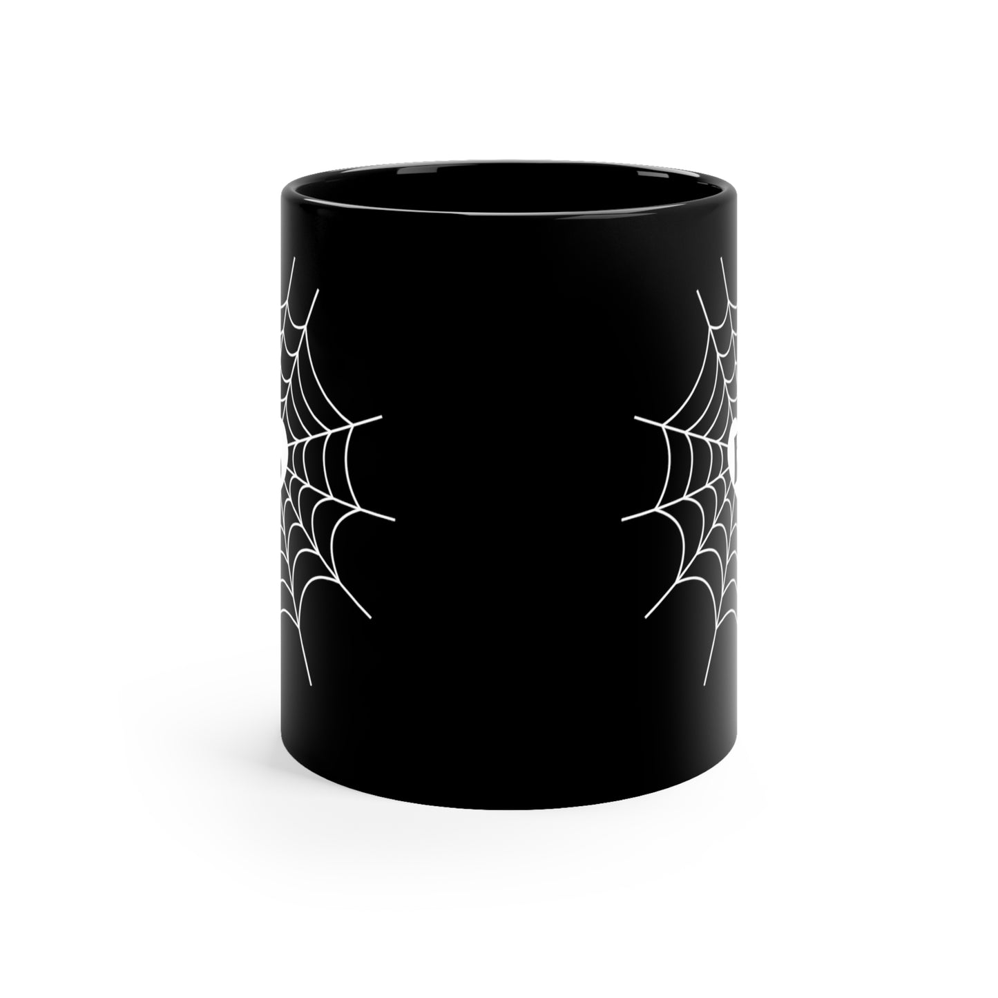 Personalized Letter Heart Spiderweb 11 oz. Black Mug by The Dark Side of Fashion