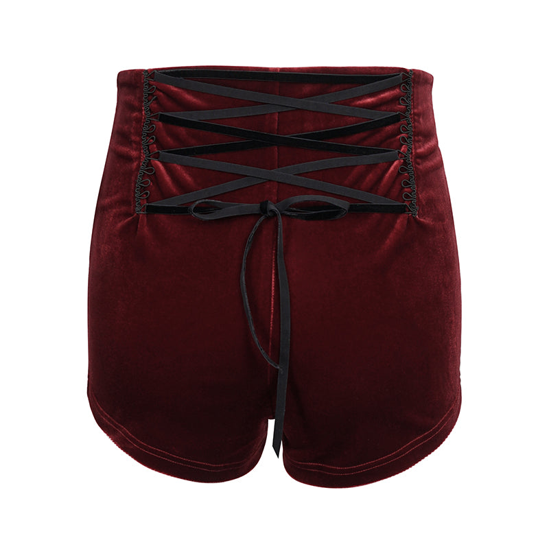 Vesper Red Velvet Shorts by Devil Fashion