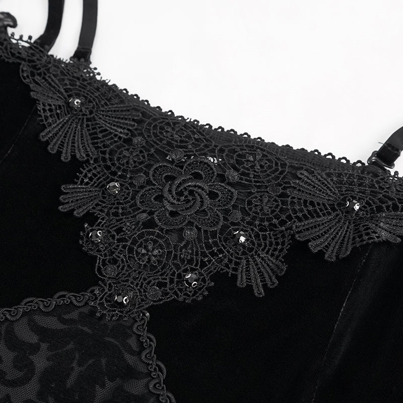 Funeral Bed of Dark Roses Off-the-shoulder Dress by Eva Lady