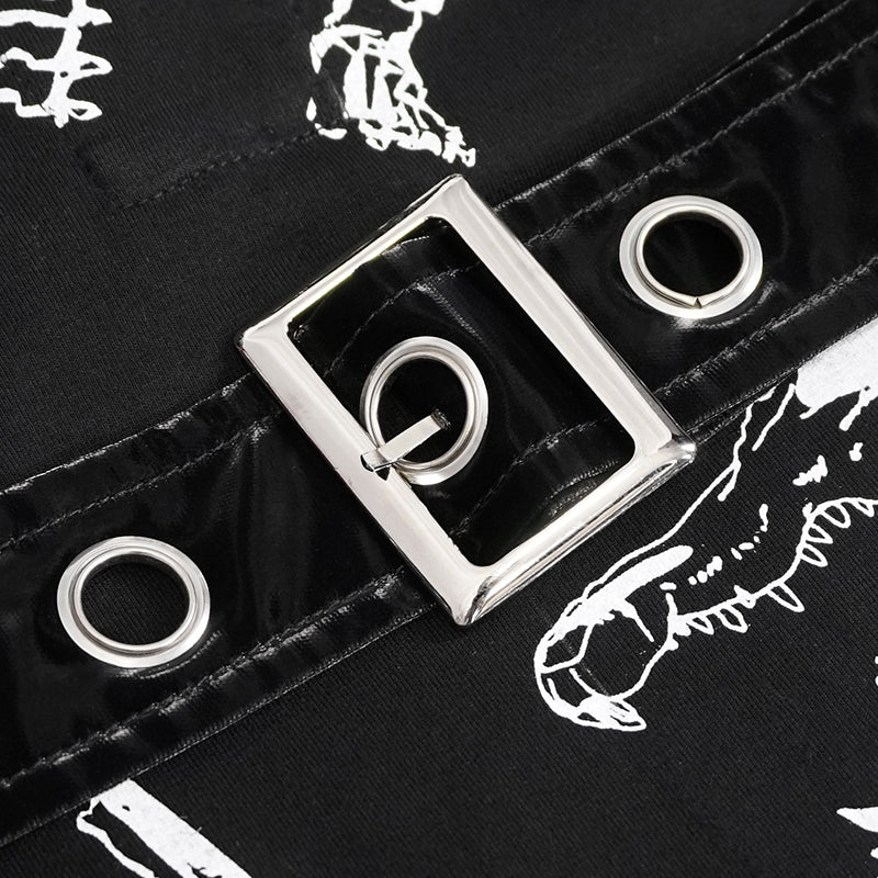 Graveyard Bones Fishnet Sleeve Dress by Devil Fashion