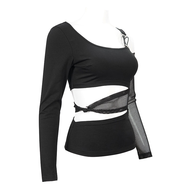 Rolling Skulls Mesh Cut Out Top by Devil Fashion