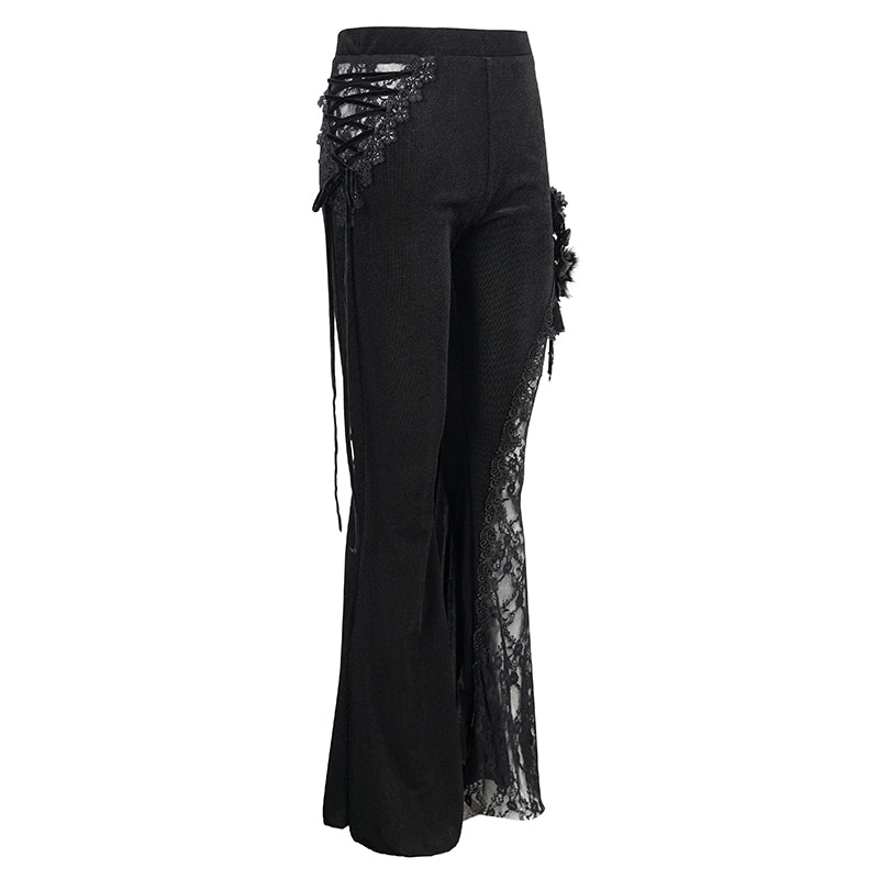 Rebeka Rose Lace Black Flare Pants by Eva Lady