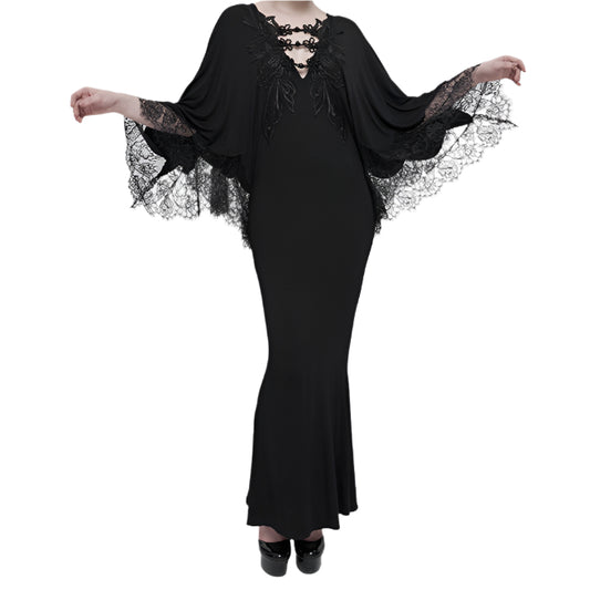 Dark Fae Lace Trim Dress by Eva Lady