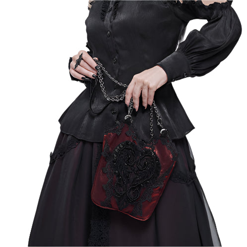 Love & Demise Beaded Chain Strap Red Gothic Bag by Devil Fashion