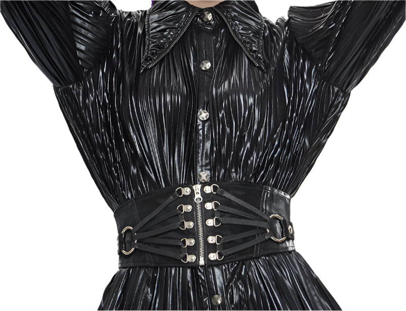 Zoe Zip Up Faux Leather Corset Belt by Devil Fashion
