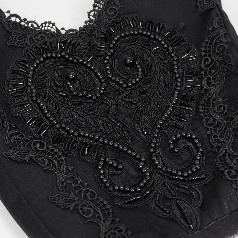 Love & Demise Beaded Chain Strap Black Gothic Bag by Devil Fashion