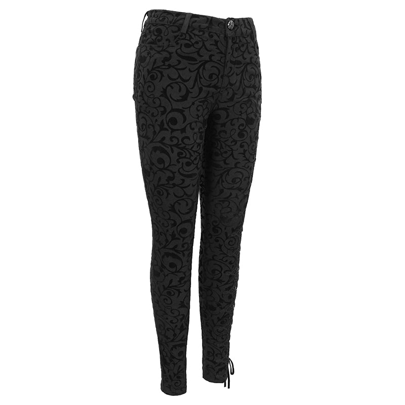 Ophelia Brocade Lace Up Pants by Devil Fashion