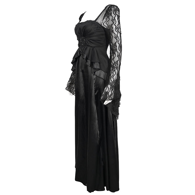 Deadly Celebrations Lace Sleeve Black Dress by Eva Lady