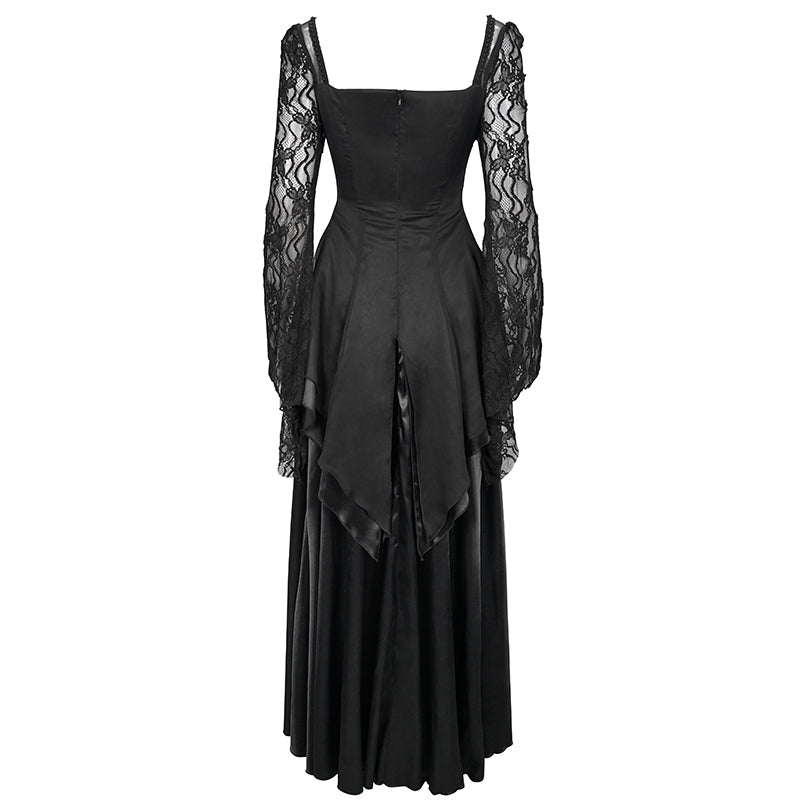 Deadly Celebrations Lace Sleeve Black Dress by Eva Lady