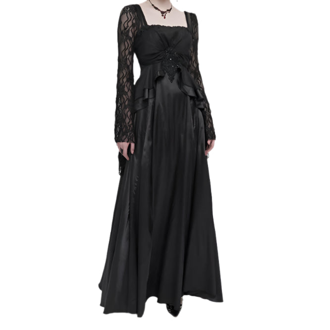 Deadly Celebrations Lace Sleeve Black Dress by Eva Lady