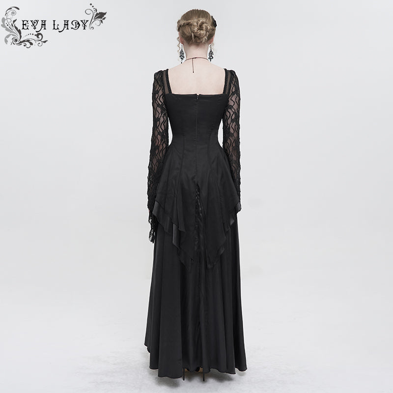 Deadly Celebrations Lace Sleeve Black Dress by Eva Lady