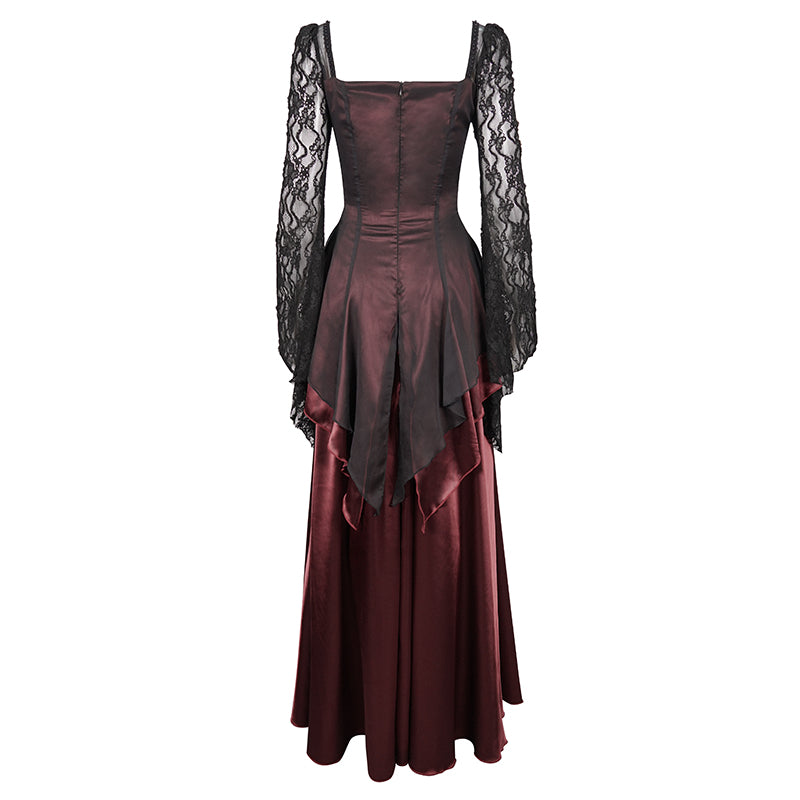 Deadly Celebrations Lace Sleeve Red Dress by Eva Lady