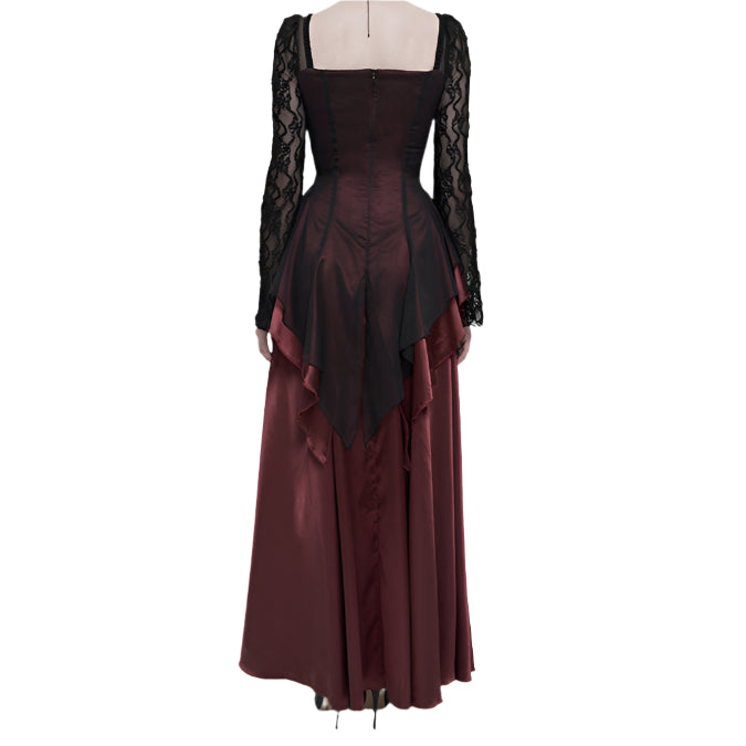 Deadly Celebrations Lace Sleeve Red Dress by Eva Lady