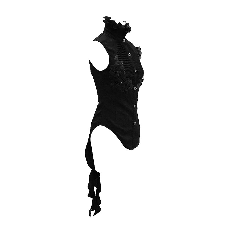 Dark Heart Button Up Vest Top by Devil Fashion