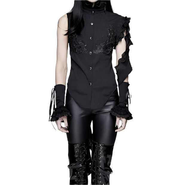 Dark Heart Button Up Vest Top by Devil Fashion